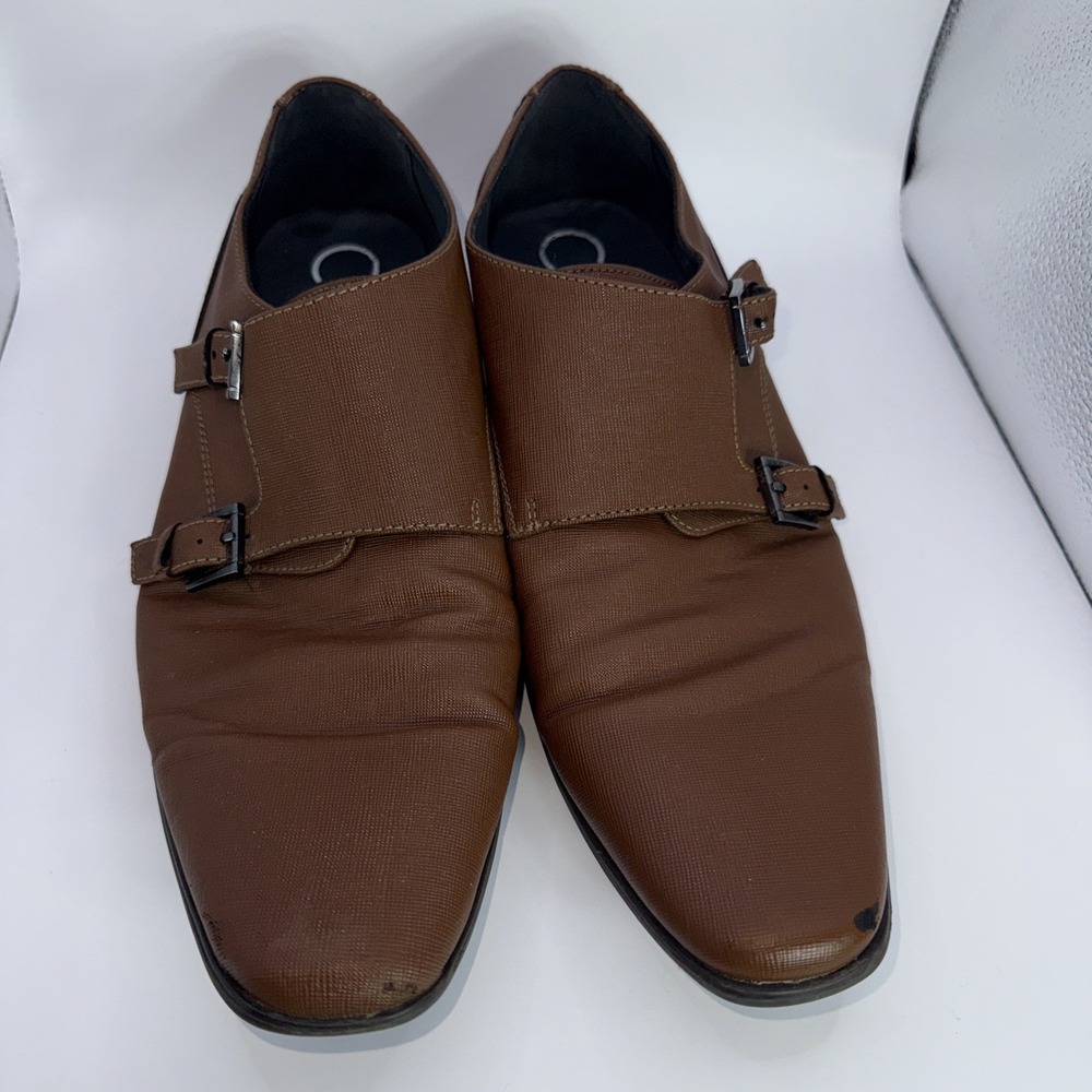 CALVIN KLEIN BUTLER DOUBLE MONK STRAP MENS DRESS SHOE BROWN SIZE‎ 12